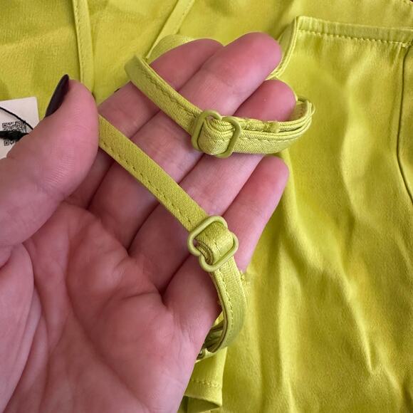 Zara NWT Satin Cropped Cowl Neck Top Womens Size S Neon Green - Picture 4 of 8